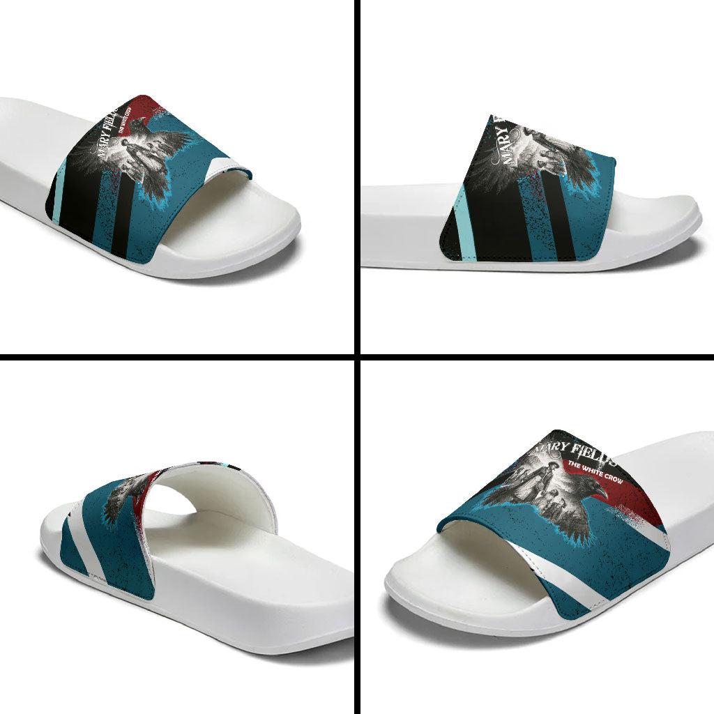 Mary Fields The White Crow Slide Sandals Vintage Grunge Wild West Portrait And Crow