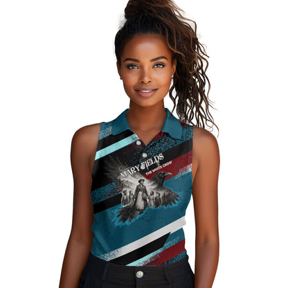 Mary Fields The White Crow Women Sleeveless Polo Shirt Vintage Grunge Wild West Portrait And Crow