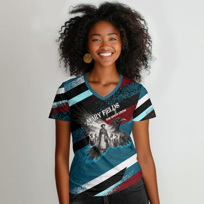 Mary Fields The White Crow Women V-Neck T-Shirt Vintage Grunge Wild West Portrait And Crow