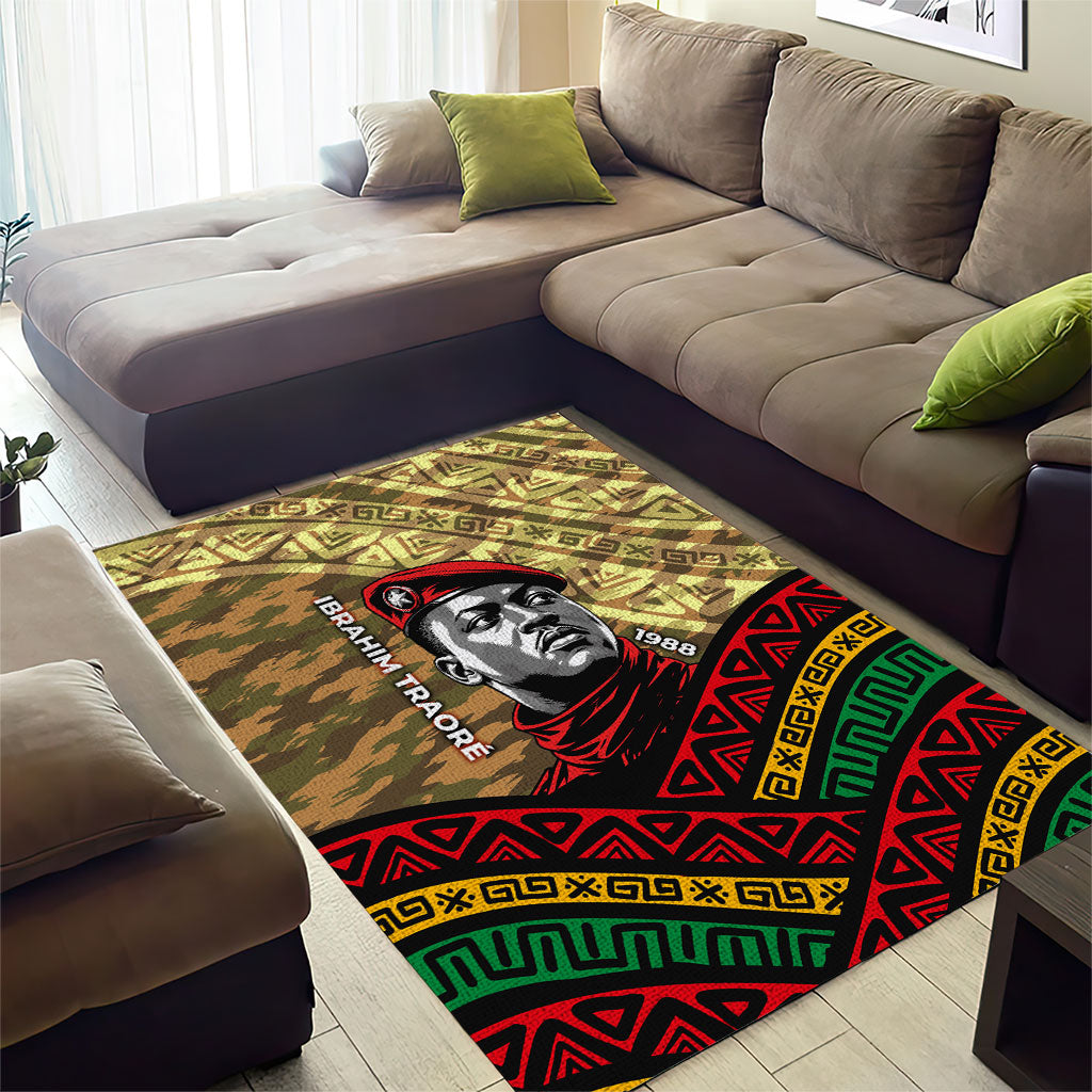 Ibrahim Traore Burkina Faso Area Rug West African Revolutionary Art