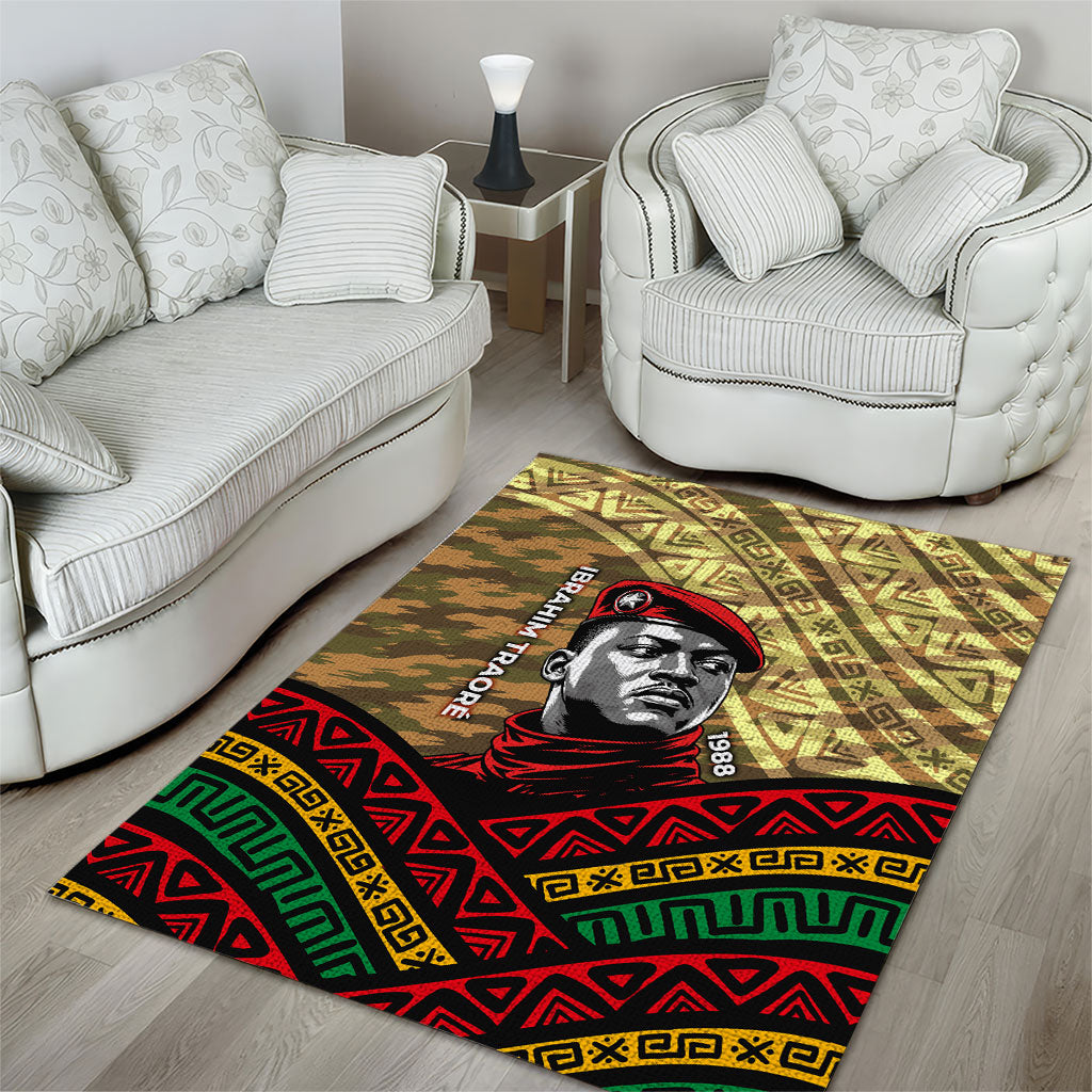 Ibrahim Traore Burkina Faso Area Rug West African Revolutionary Art