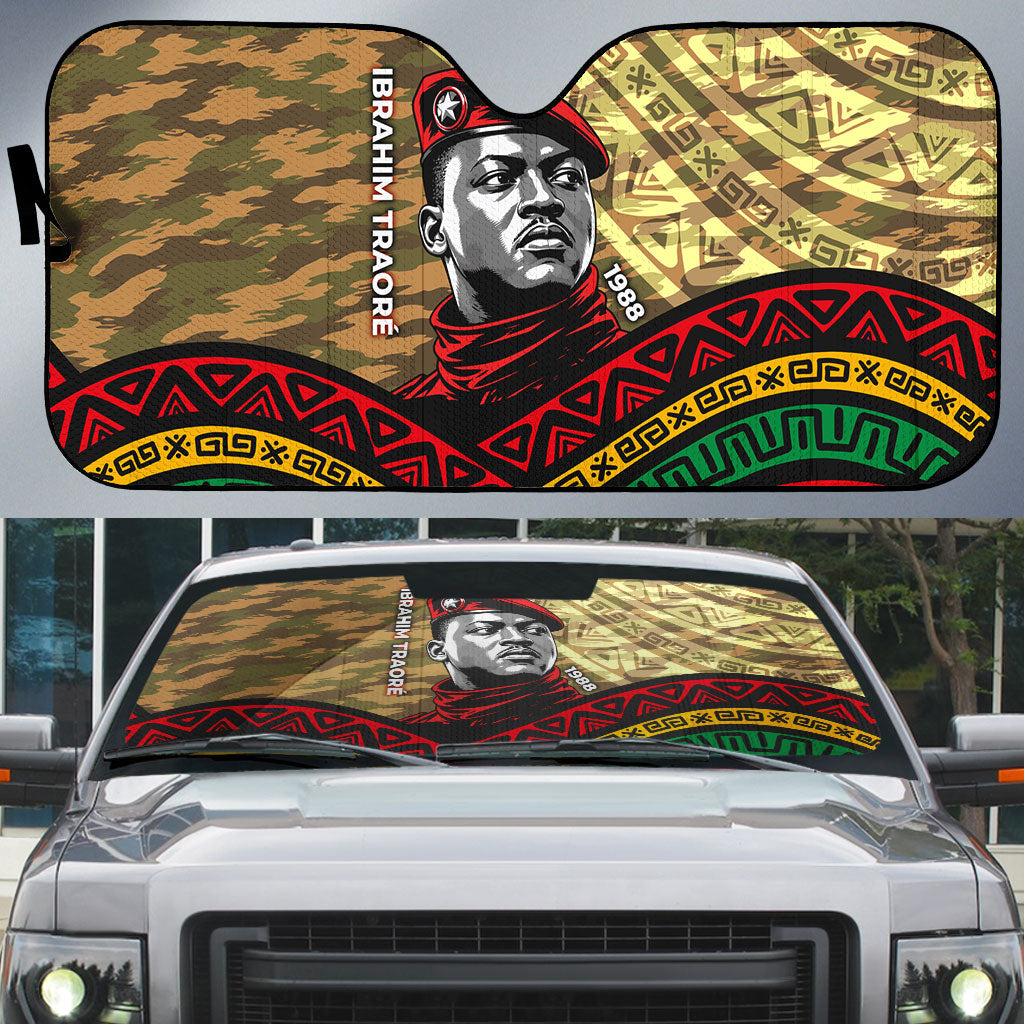 Ibrahim Traore Burkina Faso Auto Sun Shade West African Revolutionary Art