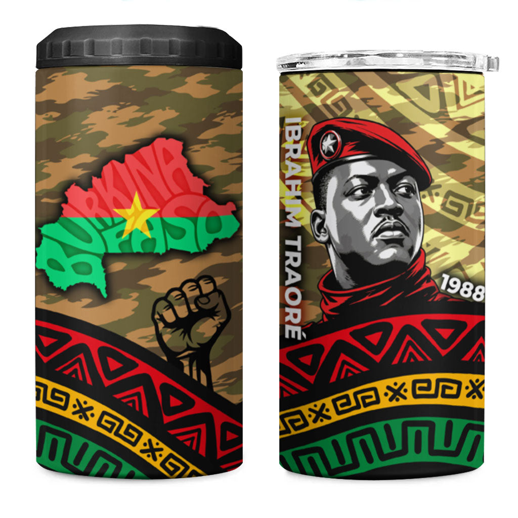 Ibrahim Traore Burkina Faso 4 in 1 Can Cooler Tumbler West African Revolutionary Art