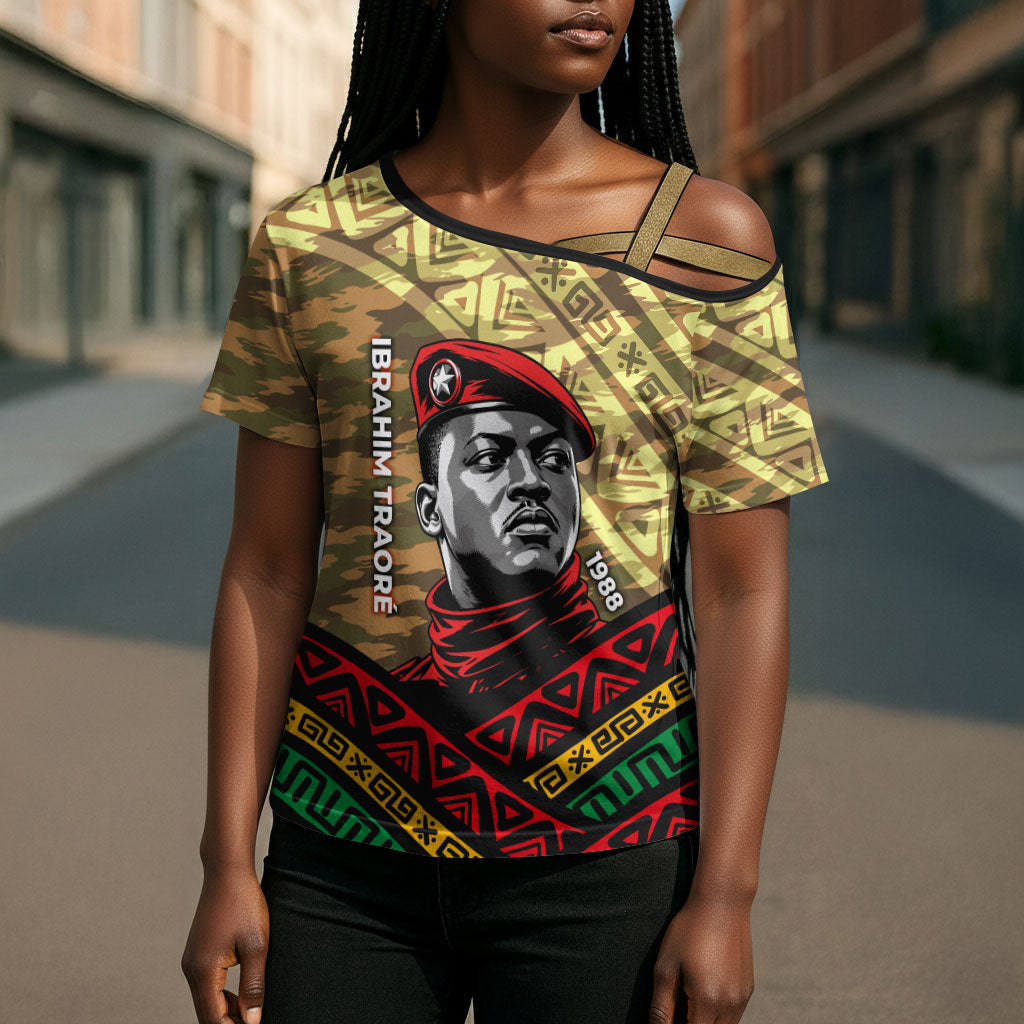 Ibrahim Traore Burkina Faso Cross Shoulder Shirt West African Revolutionary Art