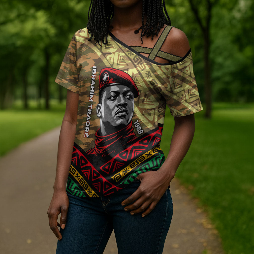 Ibrahim Traore Burkina Faso Cross Shoulder Shirt West African Revolutionary Art