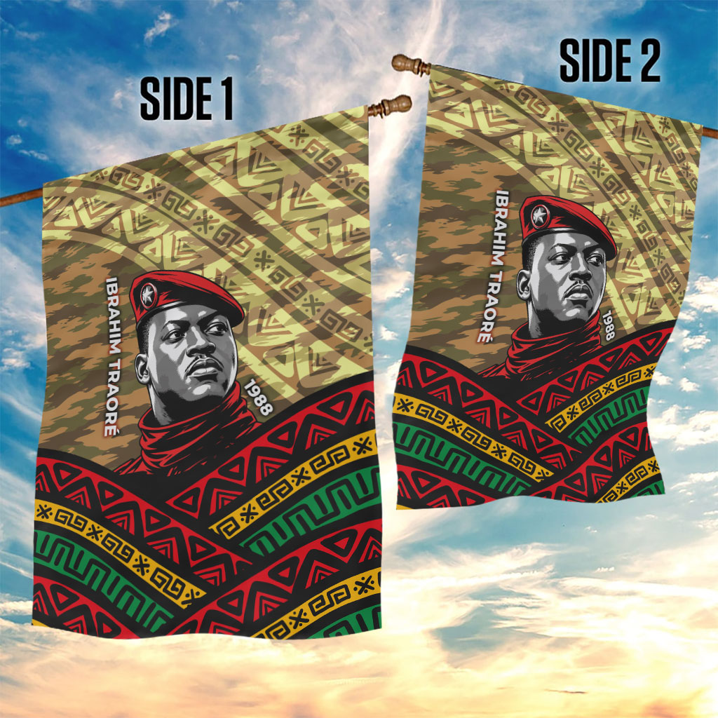 Ibrahim Traore Burkina Faso Garden Flag West African Revolutionary Art