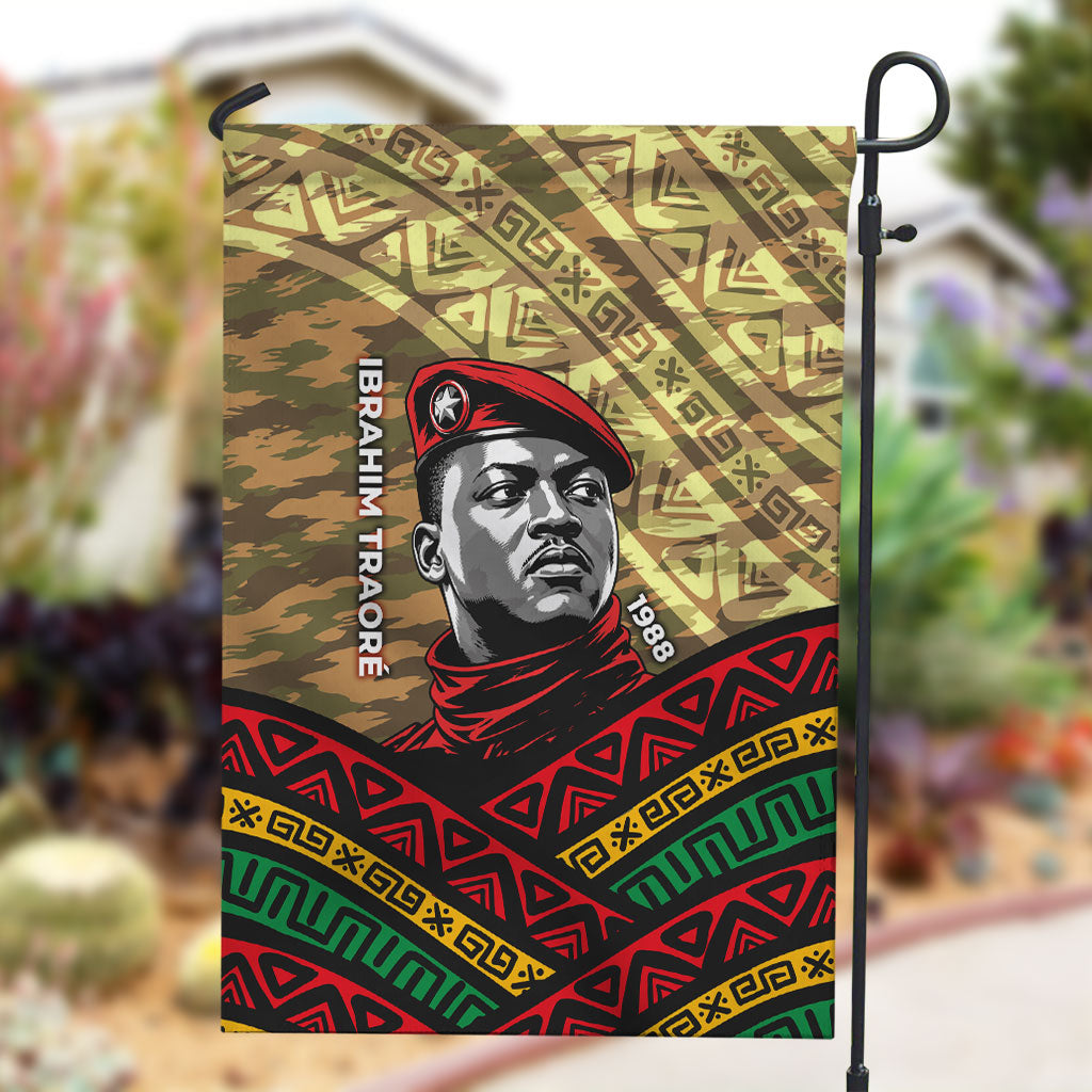 Ibrahim Traore Burkina Faso Garden Flag West African Revolutionary Art