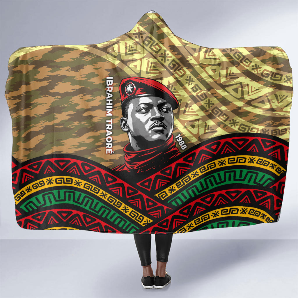 Ibrahim Traore Burkina Faso Hooded Blanket West African Revolutionary Art