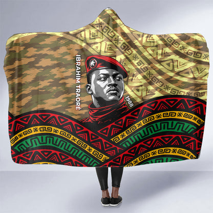 Ibrahim Traore Burkina Faso Hooded Blanket West African Revolutionary Art