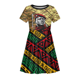 Ibrahim Traore Burkina Faso Kid Short Sleeve Dress West African Revolutionary Art