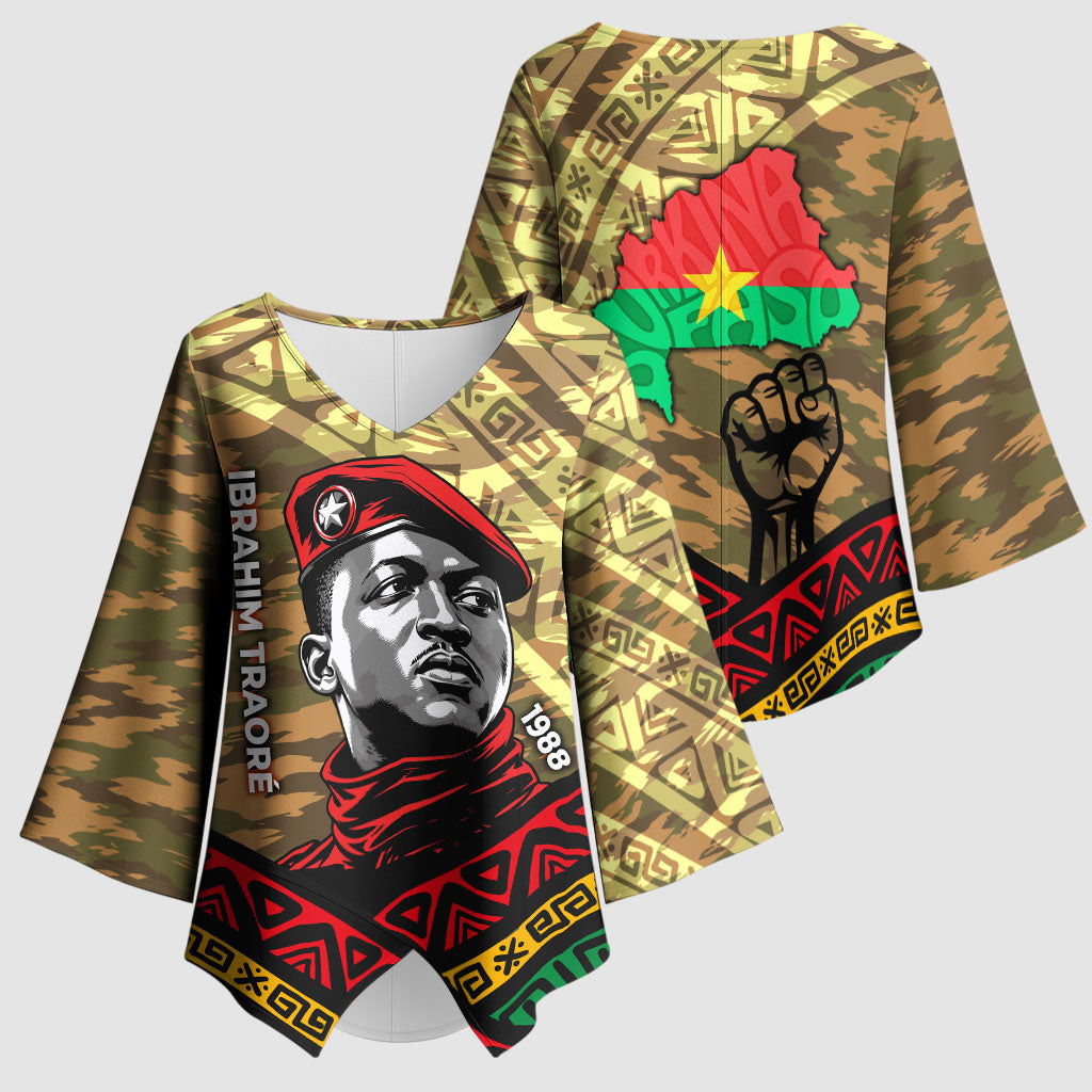 Ibrahim Traore Burkina Faso Kimono Sleeve Blouse West African Revolutionary Art