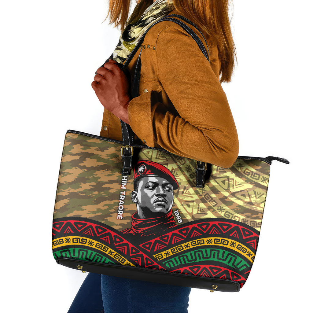 Ibrahim Traore Burkina Faso Leather Tote Bag West African Revolutionary Art