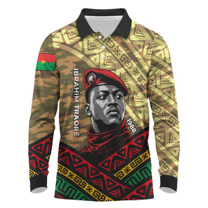 Ibrahim Traore Burkina Faso Long Sleeve Polo Shirt West African Revolutionary Art