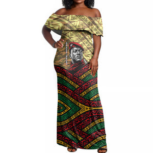 Ibrahim Traore Burkina Faso Off Shoulder Maxi Dress West African Revolutionary Art
