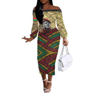 Ibrahim Traore Burkina Faso Off The Shoulder Long Sleeve Dress West African Revolutionary Art