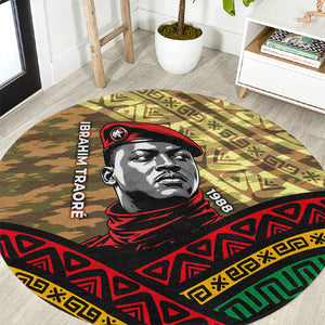 Ibrahim Traore Burkina Faso Round Carpet West African Revolutionary Art