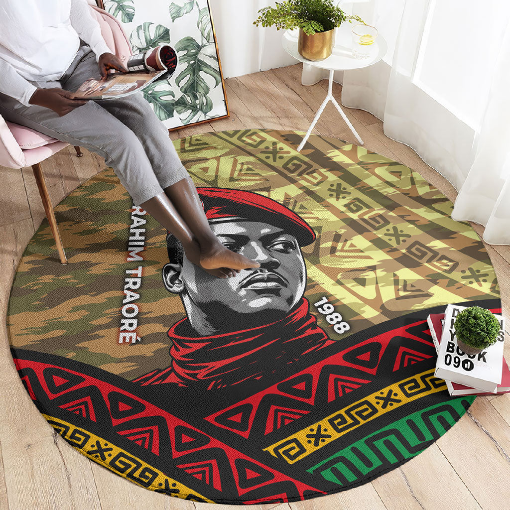 Ibrahim Traore Burkina Faso Round Carpet West African Revolutionary Art