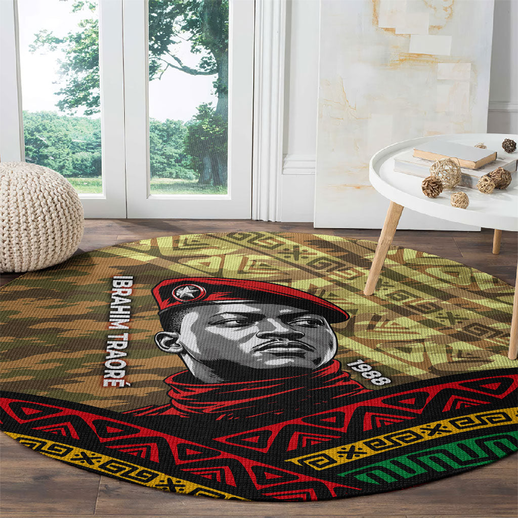 Ibrahim Traore Burkina Faso Round Carpet West African Revolutionary Art