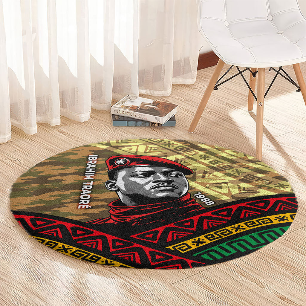Ibrahim Traore Burkina Faso Round Carpet West African Revolutionary Art