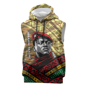 Ibrahim Traore Burkina Faso Sleeveless Hoodie West African Revolutionary Art