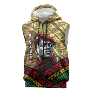 Ibrahim Traore Burkina Faso Sleeveless Zip Hoodie West African Revolutionary Art