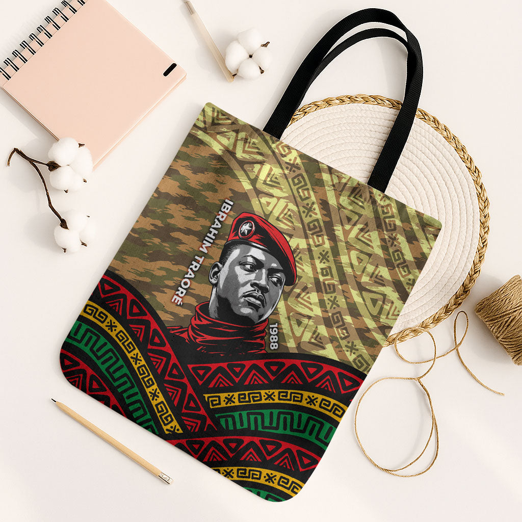 Ibrahim Traore Burkina Faso Tote Bag West African Revolutionary Art