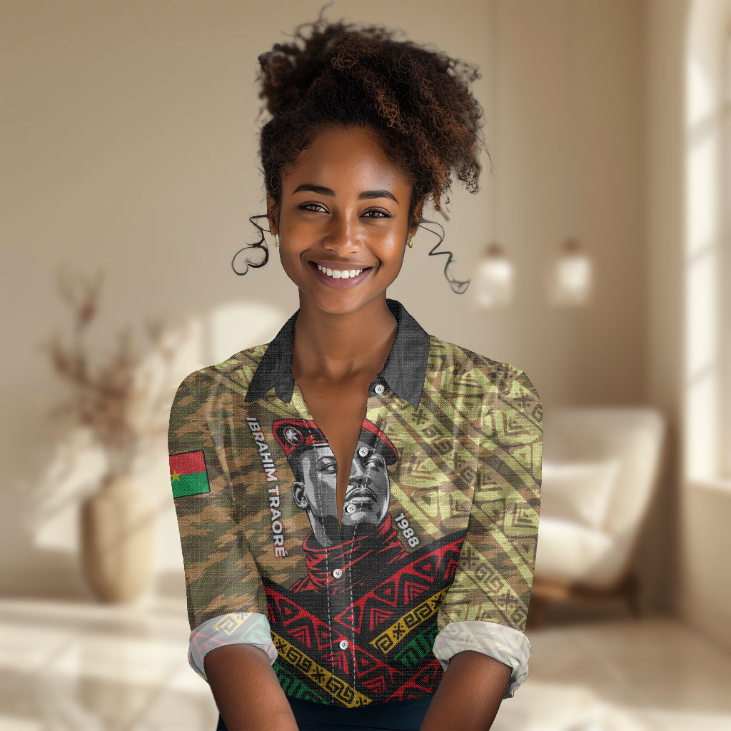 Ibrahim Traore Burkina Faso Women Casual Shirt West African Revolutionary Art