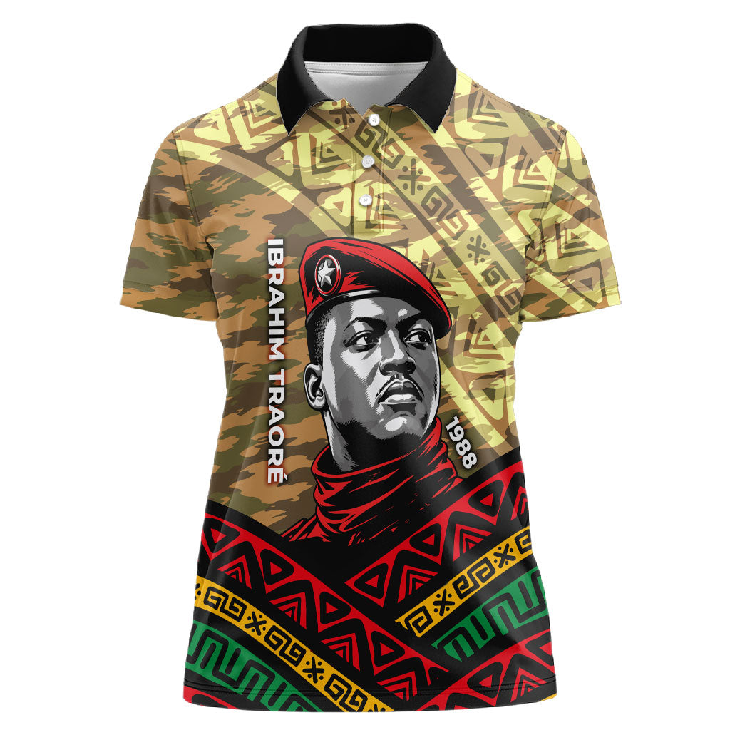 Ibrahim Traore Burkina Faso Women Polo Shirt West African Revolutionary Art