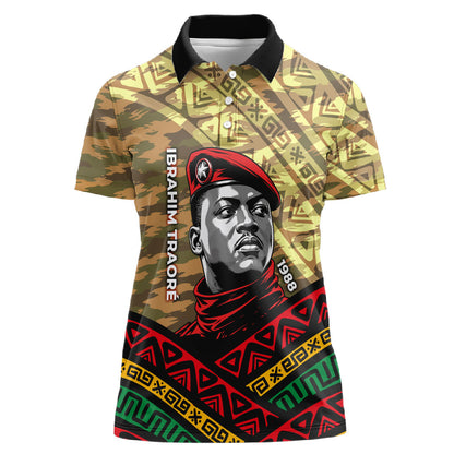 Ibrahim Traore Burkina Faso Women Polo Shirt West African Revolutionary Art