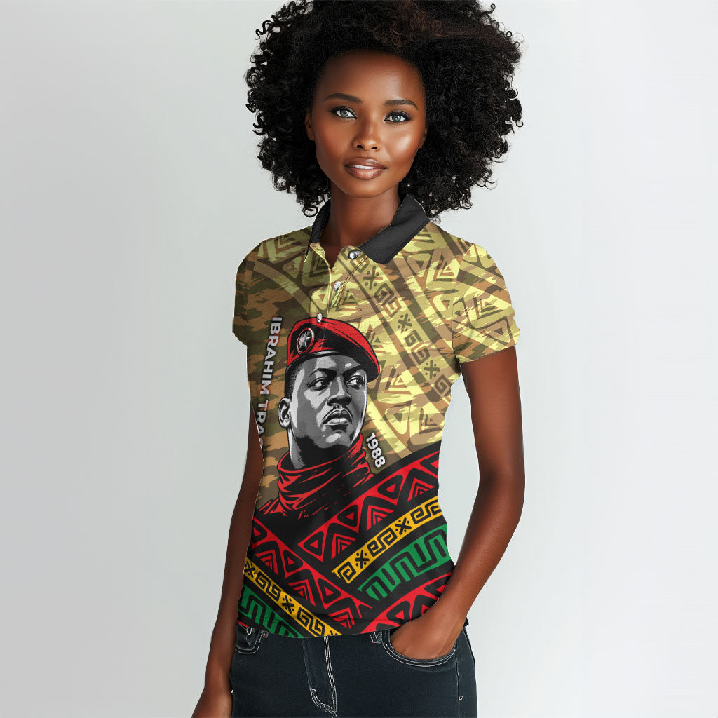 Ibrahim Traore Burkina Faso Women Polo Shirt West African Revolutionary Art