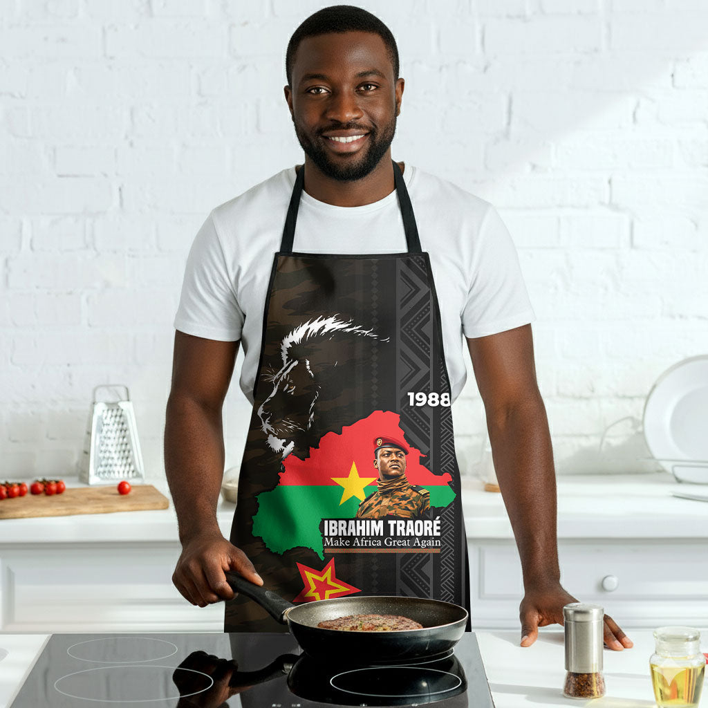 Ibrahim Traore Burkina Faso Make Africa Great Again Apron West African Patriotic Military Tribal Patterns