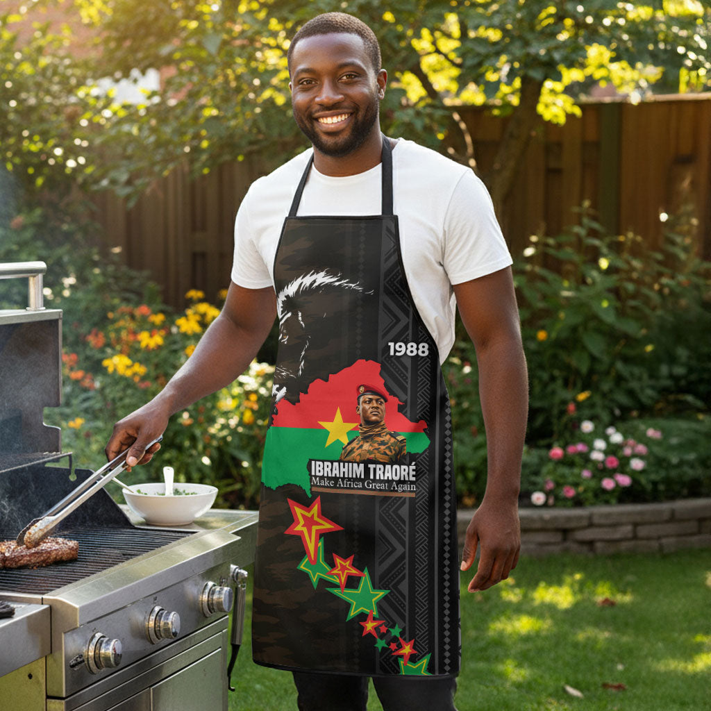 Ibrahim Traore Burkina Faso Make Africa Great Again Apron West African Patriotic Military Tribal Patterns