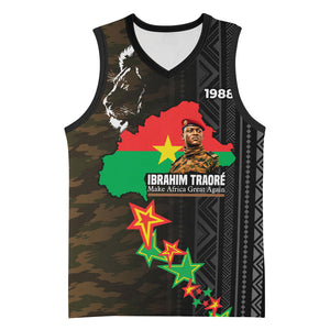 Ibrahim Traore Burkina Faso Make Africa Great Again Basketball Jersey West African Patriotic Military Tribal Patterns