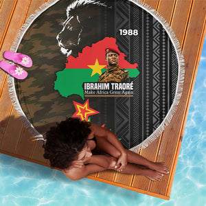 Ibrahim Traore Burkina Faso Make Africa Great Again Beach Blanket West African Patriotic Military Tribal Patterns