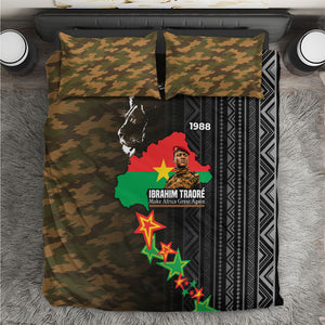 Ibrahim Traore Burkina Faso Make Africa Great Again Bedding Set West African Patriotic Military Tribal Patterns