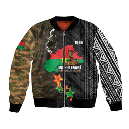 Ibrahim Traore Burkina Faso Make Africa Great Again Bomber Jacket West African Patriotic Military Tribal Patterns