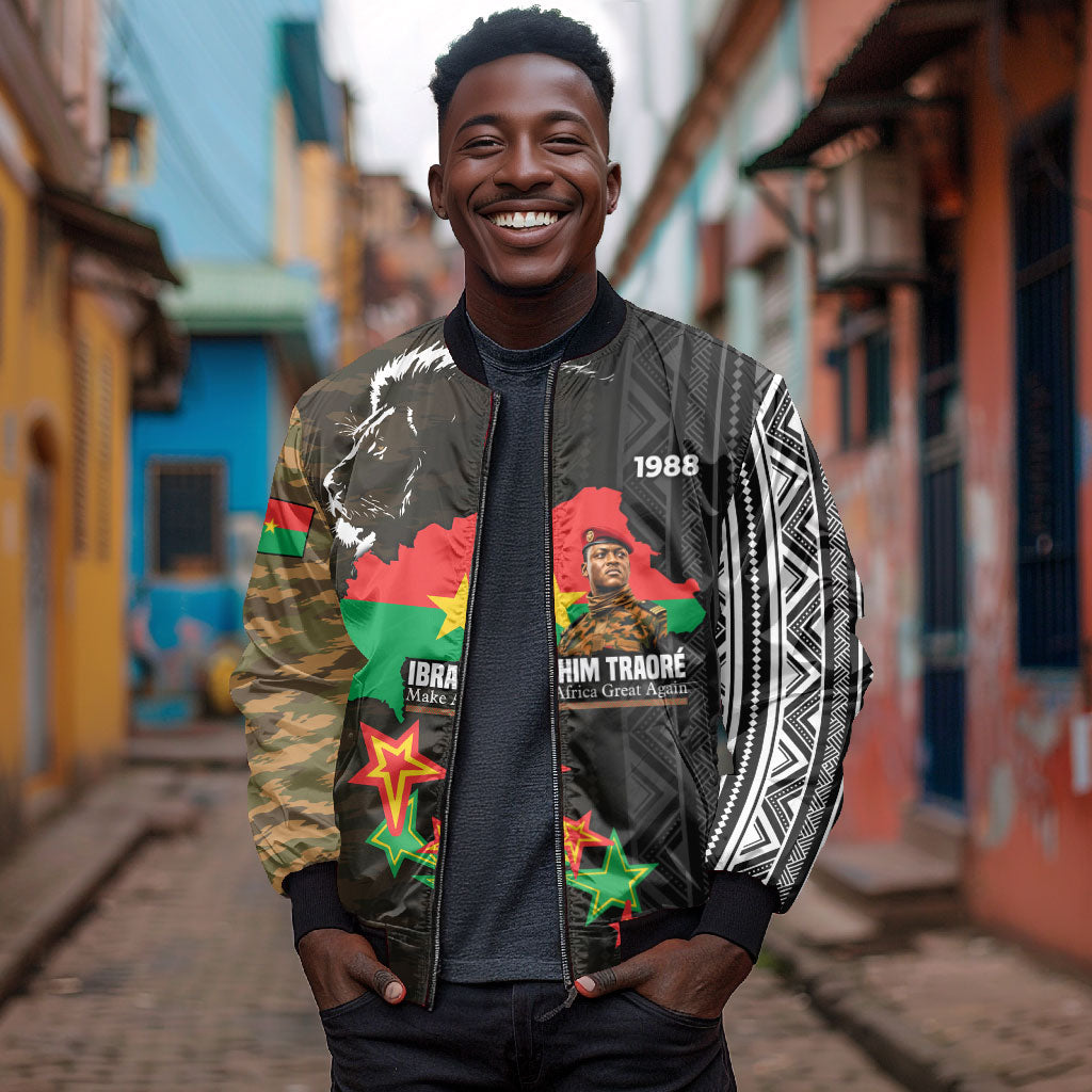 Ibrahim Traore Burkina Faso Make Africa Great Again Bomber Jacket West African Patriotic Military Tribal Patterns