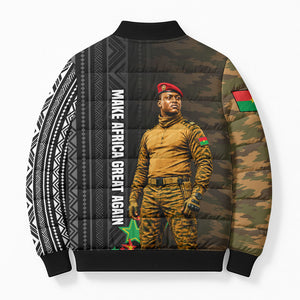 Ibrahim Traore Burkina Faso Make Africa Great Again Bomber Puffer Jacket West African Patriotic Military Tribal Patterns