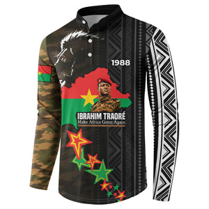 Ibrahim Traore Burkina Faso Make Africa Great Again Button Sweatshirt West African Patriotic Military Tribal Patterns