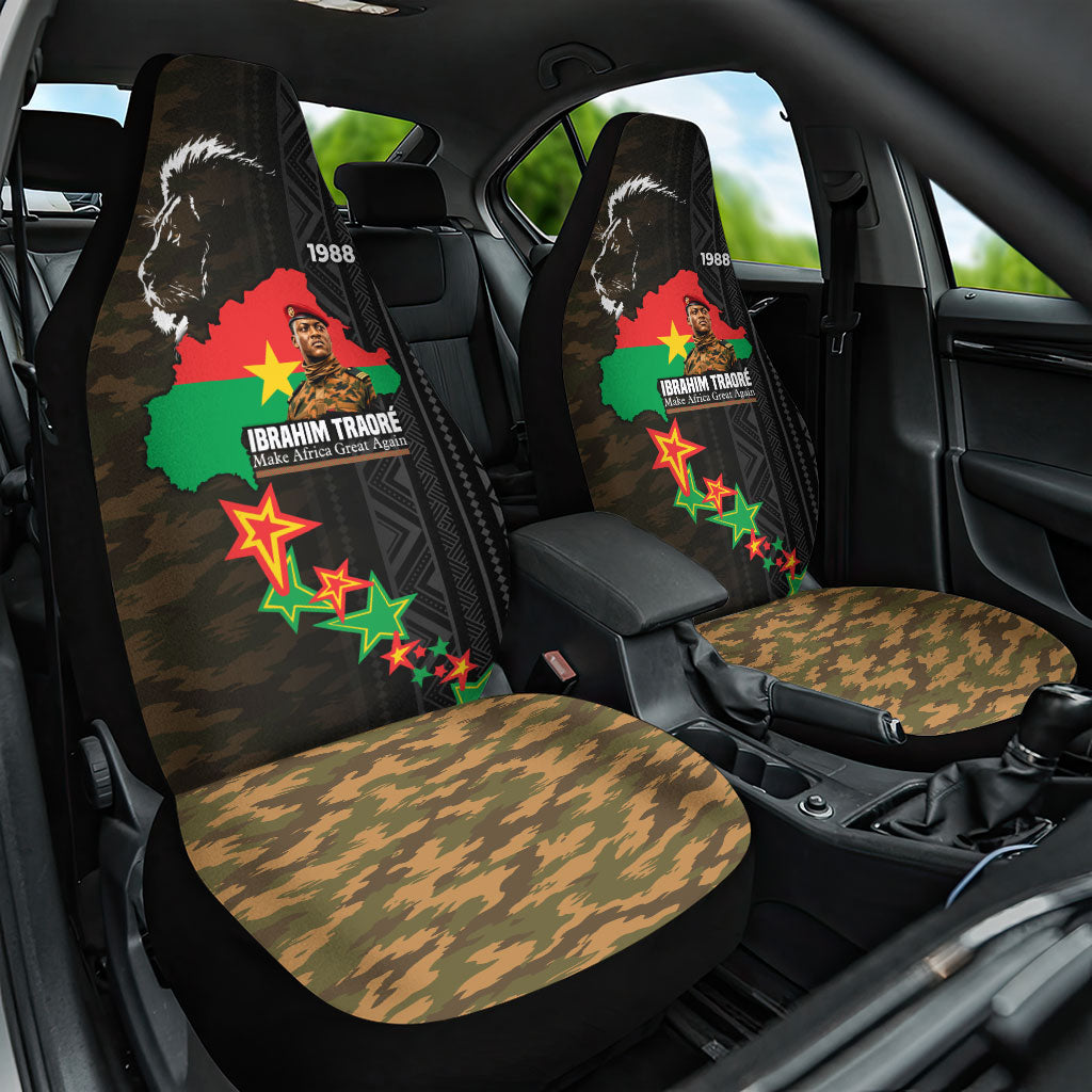 Ibrahim Traore Burkina Faso Make Africa Great Again Car Seat Cover West African Patriotic Military Tribal Patterns
