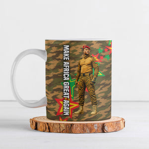 Ibrahim Traore Burkina Faso Make Africa Great Again Ceramic Mug West African Patriotic Military Tribal Patterns
