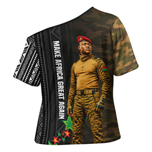Ibrahim Traore Burkina Faso Make Africa Great Again Cross Shoulder Shirt West African Patriotic Military Tribal Patterns