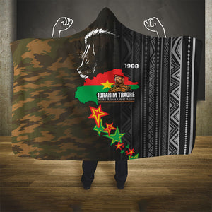 Ibrahim Traore Burkina Faso Make Africa Great Again Hooded Blanket West African Patriotic Military Tribal Patterns