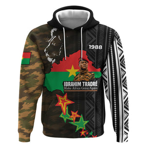 Ibrahim Traore Burkina Faso Make Africa Great Again Hoodie West African Patriotic Military Tribal Patterns