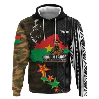 Ibrahim Traore Burkina Faso Make Africa Great Again Hoodie West African Patriotic Military Tribal Patterns