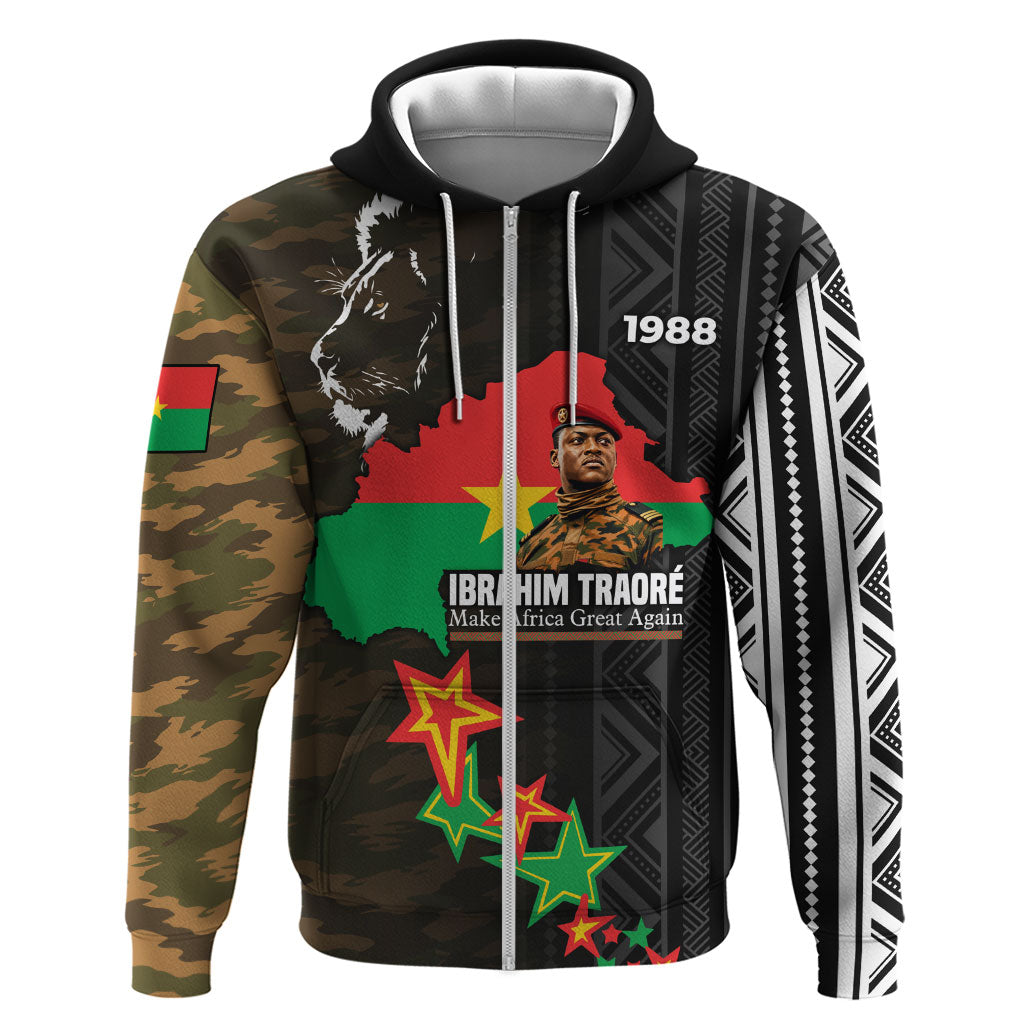 Ibrahim Traore Burkina Faso Make Africa Great Again Hoodie West African Patriotic Military Tribal Patterns