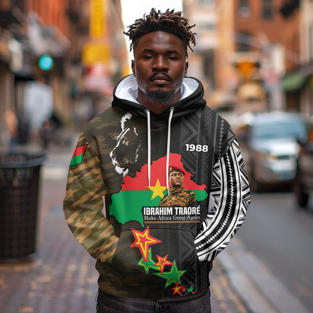 Ibrahim Traore Burkina Faso Make Africa Great Again Hoodie West African Patriotic Military Tribal Patterns