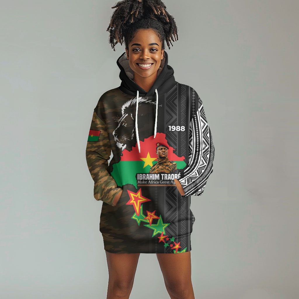 Ibrahim Traore Burkina Faso Make Africa Great Again Hoodie Dress West African Patriotic Military Tribal Patterns