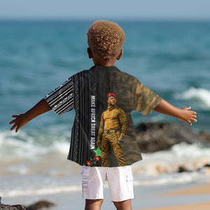 Ibrahim Traore Burkina Faso Make Africa Great Again Kid Hawaiian Shirt West African Patriotic Military Tribal Patterns