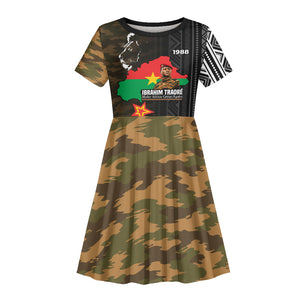 Ibrahim Traore Burkina Faso Make Africa Great Again Kid Short Sleeve Dress West African Patriotic Military Tribal Patterns